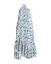 Msgm Woman Midi Dress White Size 10 Polyester, Elastane In Blue