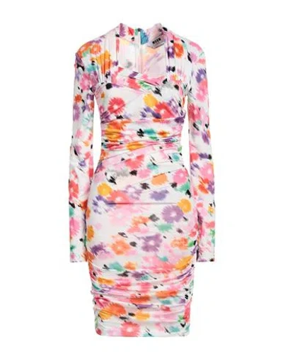 Msgm Woman Midi Dress White Size 2 Polyester, Elastane