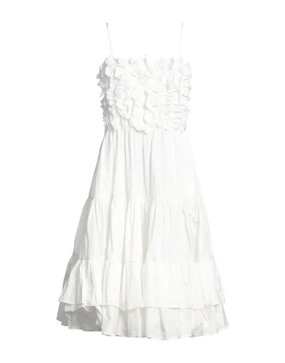 Msgm Woman Midi Dress White Size 8 Polyester