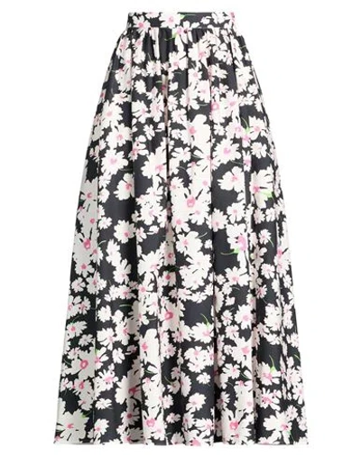 Msgm Woman Midi Skirt Black Size 10 Cotton In Multi