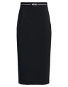 Msgm Woman Midi Skirt Black Size 10 Virgin Wool, Elastane In Black