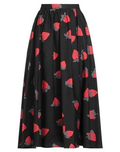 Msgm Woman Midi Skirt Black Size 4 Cotton