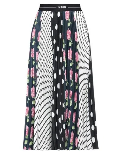 Msgm Woman Midi Skirt Black Size 4 Polyester In Multi