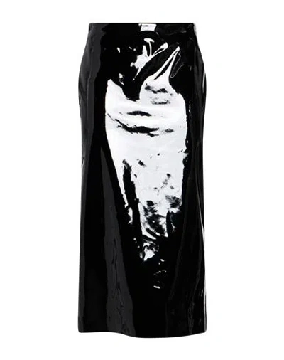 Msgm Woman Midi Skirt Black Size 4 Polyurethane, Polyester