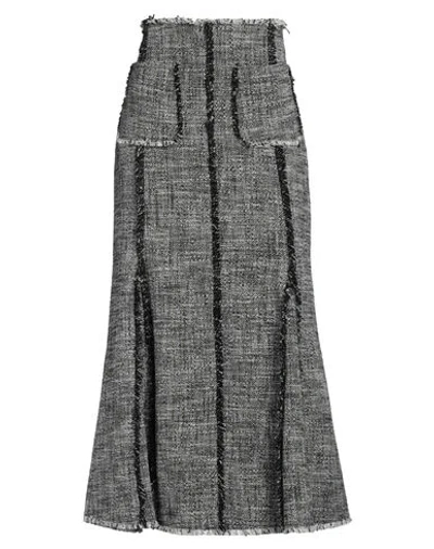 Msgm Woman Midi Skirt Black Size 6 Cotton