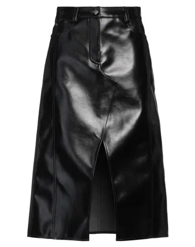 Msgm Woman Midi Skirt Black Size 8 Polyester, Cotton