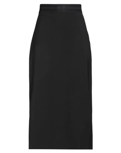 Msgm Woman Midi Skirt Black Size 8 Virgin Wool, Elastane