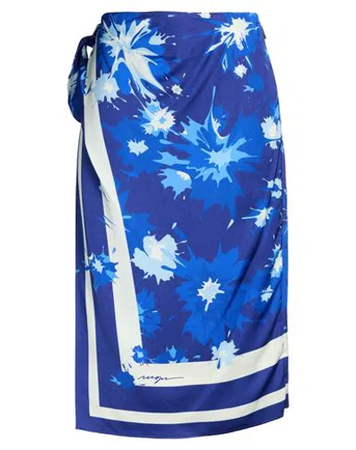 Msgm Woman Midi Skirt Blue Size 6 Viscose
