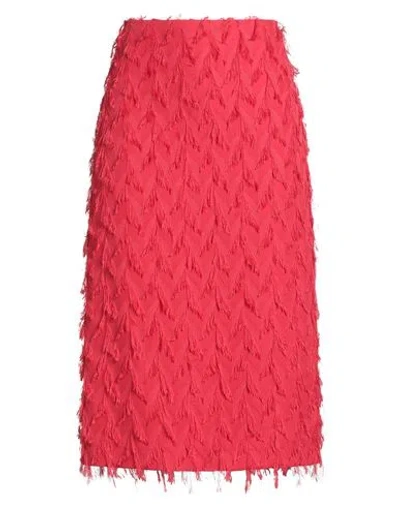 Msgm Woman Midi Skirt Coral Size 6 Acetate, Viscose In Red