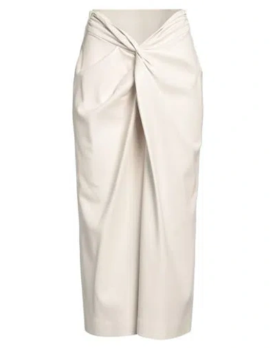 Msgm Woman Midi Skirt Cream Size 8 Polyester In White