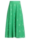 Msgm Woman Midi Skirt Green Size 2 Cotton, Polyester