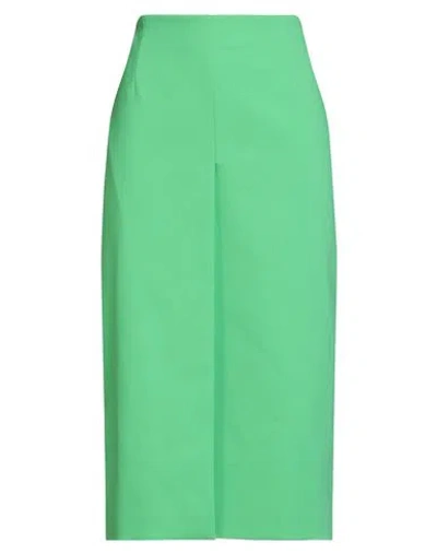 Msgm Woman Midi Skirt Green Size 8 Cotton, Polyamide, Elastane