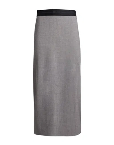 Msgm Woman Midi Skirt Grey Size 4 Virgin Wool, Elastane