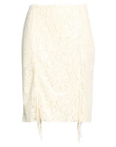Msgm Woman Midi Skirt Ivory Size 6 Cotton, Polyamide, Polyester In White
