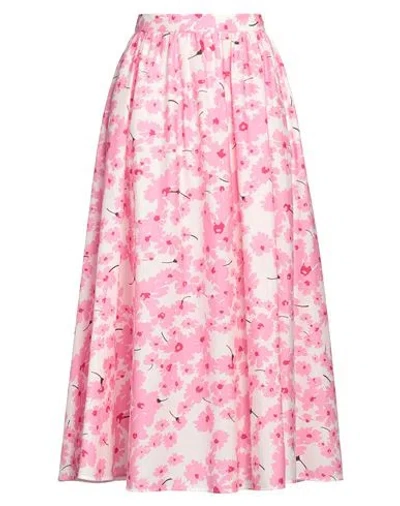 Msgm Woman Midi Skirt Light Pink Size 8 Cotton