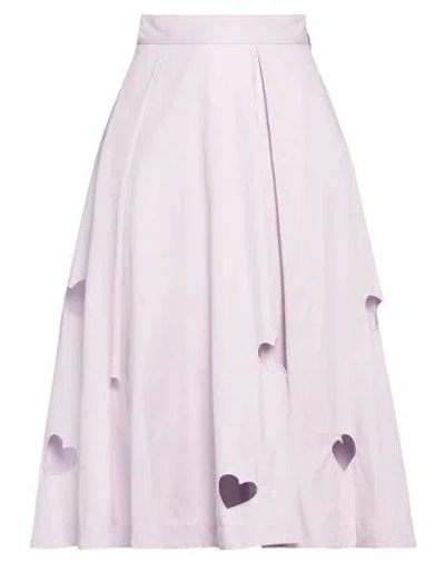 Msgm Woman Midi Skirt Light Purple Size 4 Cotton