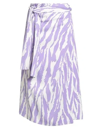Msgm Woman Midi Skirt Lilac Size 10 Viscose In Purple