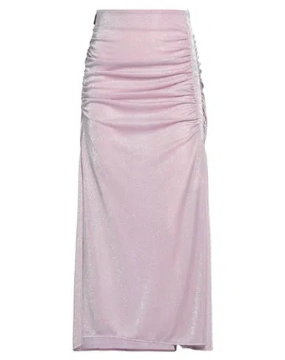 Msgm Woman Midi Skirt Lilac Size 4 Polyamide, Metallic Fiber In Pink