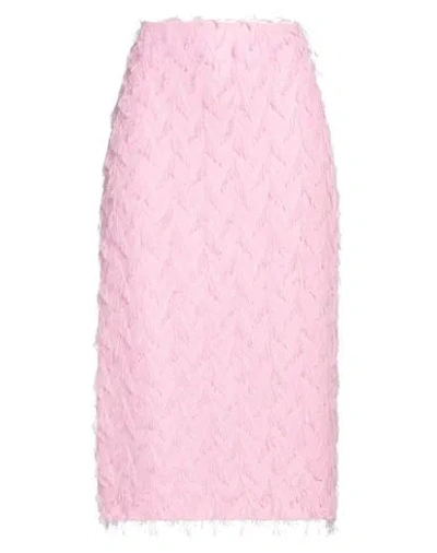 Msgm Woman Midi Skirt Pink Size 10 Acetate, Viscose