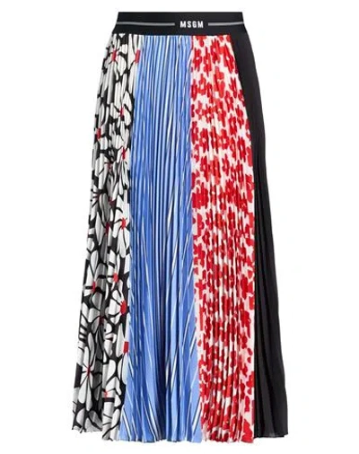 Msgm Woman Midi Skirt Red Size 8 Polyester In Multi