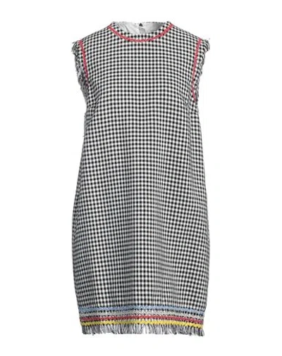 Msgm Woman Mini Dress Black Size 12 Viscose, Linen, Polyester, Cotton