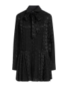 Msgm Black Satin Mini Dress With Themwave Motif In Black