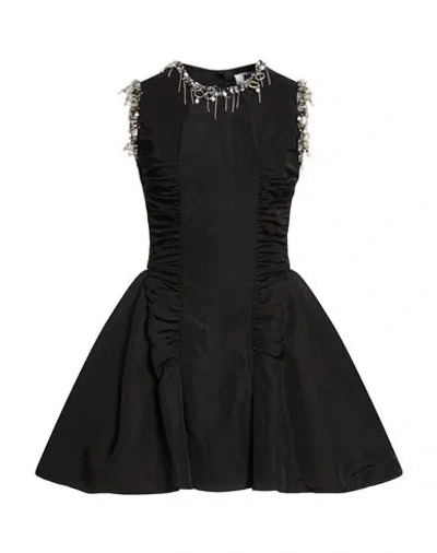 Msgm Woman Mini Dress Black Size 4 Viscose, Linen