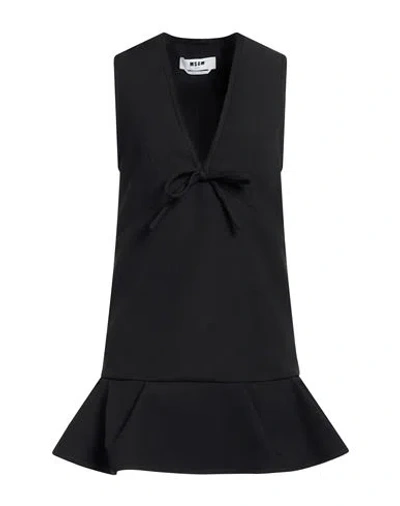 Msgm Woman Mini Dress Black Size 6 Polyester, Elastane