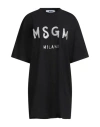 Msgm Black Brushstroke Logo Minidress In Black