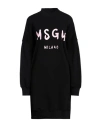 Msgm Brushed Detail Logo Dress In Black