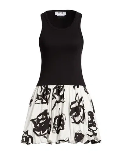 Msgm Woman Mini Dress Black Size Xxs Cotton, Elastane