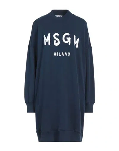 Msgm Woman Mini Dress Blue Size L Cotton