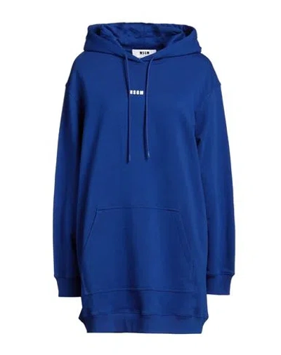 Msgm Woman Mini Dress Bright Blue Size M Cotton In Blue