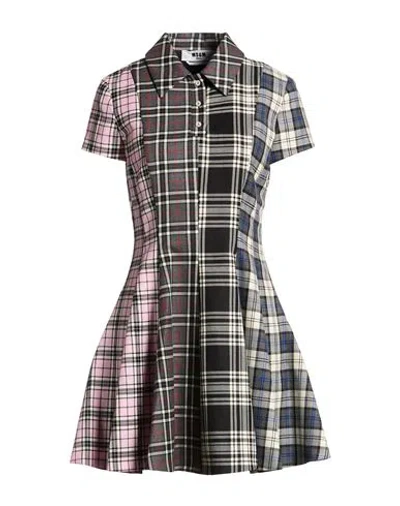Msgm Woman Mini Dress Charcoal Size 8 Virgin Wool In Gray