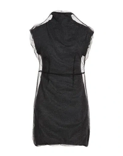 Msgm Woman Mini Dress Charcoal Size L Wool, Polyamide In Black