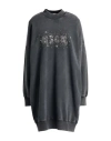 Msgm Woman Mini Dress Charcoal Size S Cotton In Blue