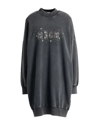 Msgm Woman Mini Dress Charcoal Size S Cotton