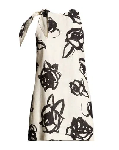 Msgm Woman Mini Dress Cream Size 10 Linen In White
