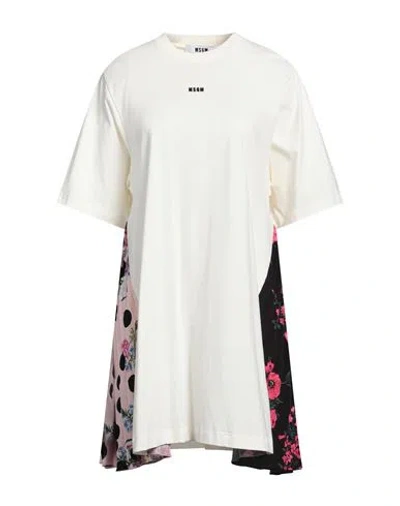 Msgm Woman Mini Dress Cream Size M Cotton In White