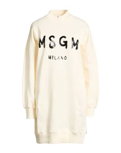 Msgm Woman Mini Dress Cream Size Xs Cotton In White