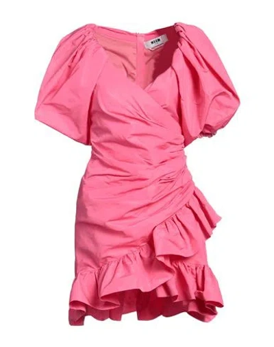 Msgm Woman Mini Dress Fuchsia Size 8 Polyester In Pink