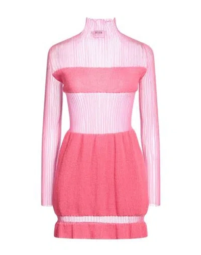 Msgm Woman Mini Dress Fuchsia Size S Polyamide, Acrylic, Mohair Wool In Pink