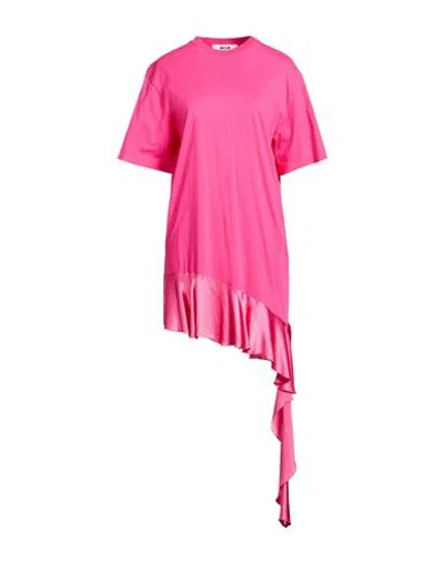 Msgm Woman Mini Dress Fuchsia Size Xs Cotton, Viscose In Pink