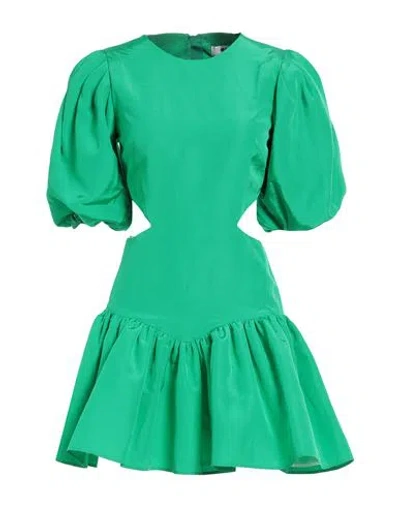 Msgm Woman Mini Dress Green Size 6 Viscose, Linen In Gold
