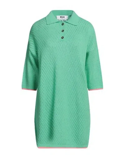 Msgm Woman Mini Dress Green Size L Wool, Cashmere