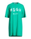Msgm Woman Mini Dress Green Size Xxs Cotton
