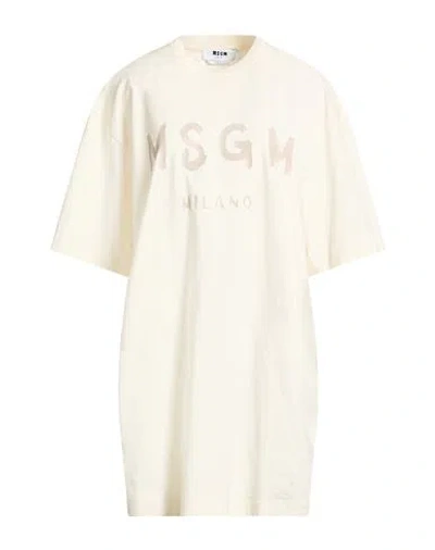 Msgm Woman Mini Dress Ivory Size M Cotton In White