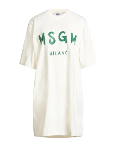 Msgm Woman Mini Dress Ivory Size Xl Cotton In White