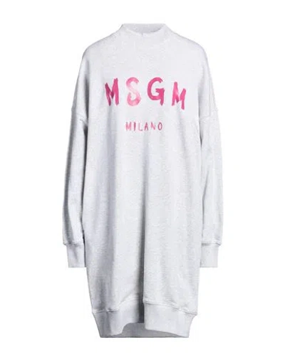 Msgm Woman Mini Dress Light Grey Size M Cotton