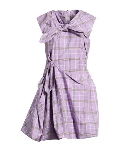Msgm Woman Mini Dress Lilac Size 6 Cotton, Polyester In Purple